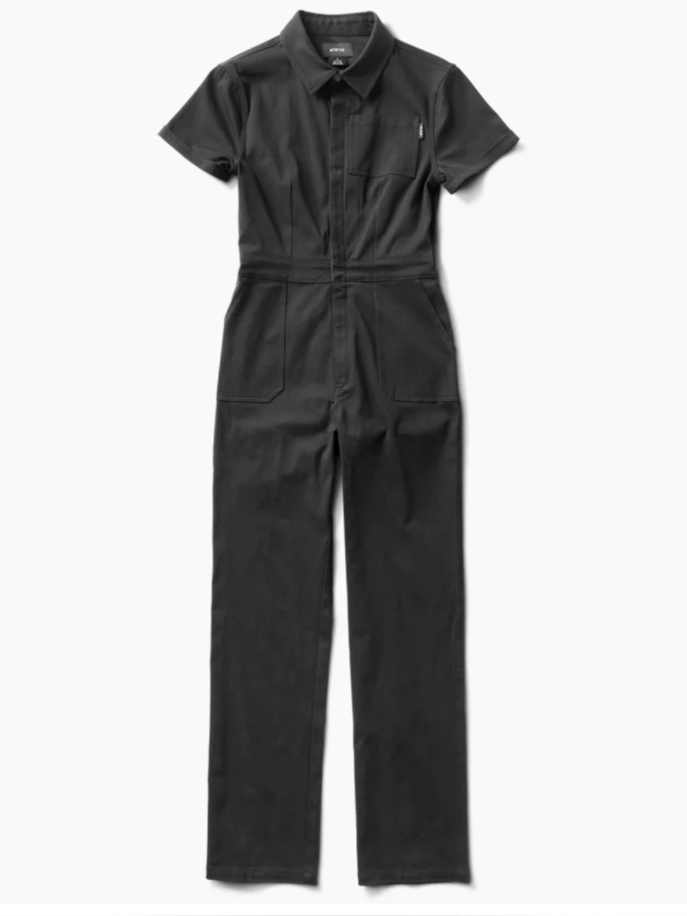 ATWYLD Pit Crew Jumpsuit Black Utility Coveralls Short Sleeve Women’s L USA Chic - Picture 4 of 15